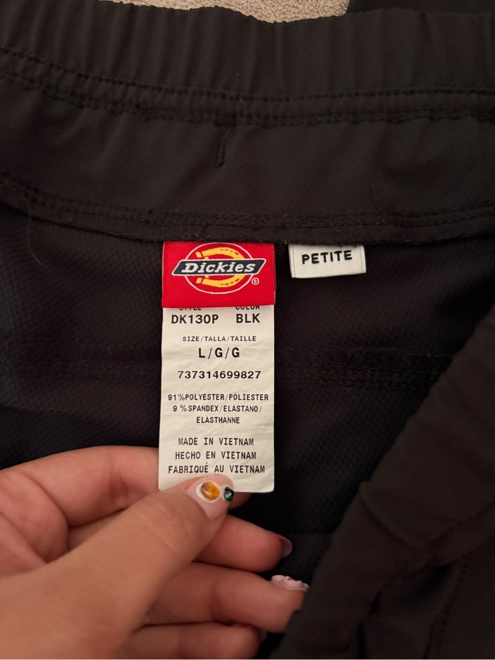 Dickies Black Petite Elastic-Waist Track Joggers